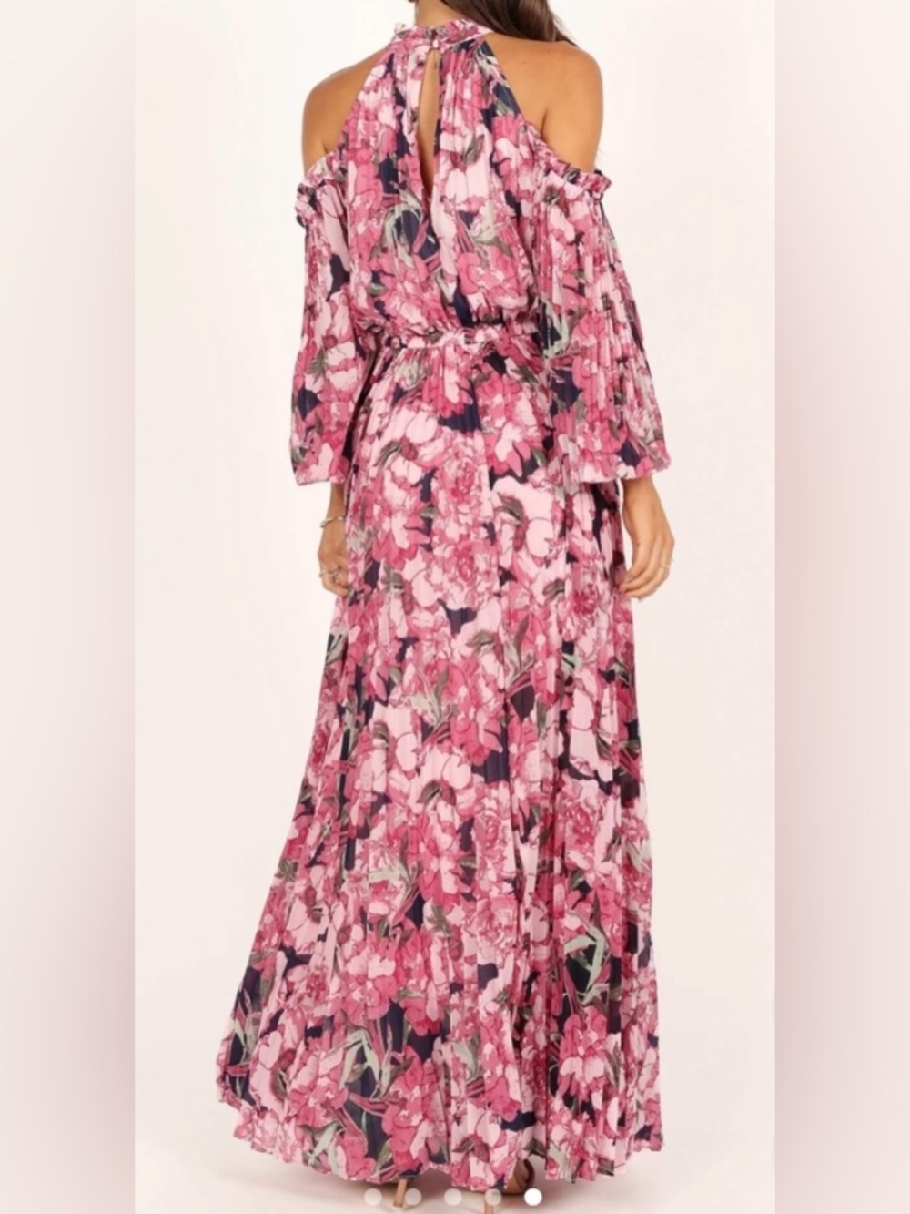 Petal & Pup Pink Floral Cold-Shoulder Maxi Dress - Picture 4 of 9